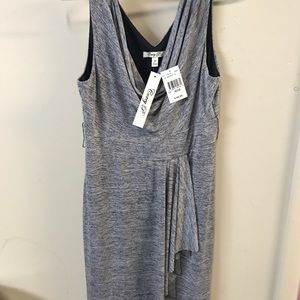 Grey Draping Neckline Dress